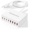 RENGOGA Caricatore USB Multiplo, RENGOGA 100W 8-Port Caricabatterie Multipla, mit 4 USB-C e 4 USB-A PD3.0 Stazione di Ricarica per Laptop iPhone 15 14 13 iPad Pro/Air Google Pixel Xiaomi Huawei