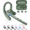New Bee Auricolare Bluetooth Singolo V5.1 con 72 Ore di Conversazione CVC8.0 Auricolari Bluetooth Mono con Doppio Microfono con Custodia di ricarica a LED per iPhone, Android e Laptop