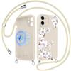 Yoedge Fiori Magnetica Cover con Cordino per iPhone 11 Motivo, Aesthetic Flower Magnolie Disegni, Compatibile con MagSafe, Silicone Custodia Case con Tracolla Collana Catena per iPhone 11 6,1