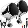 Aileap 600W Amplificatore integrato 4.5 Bluetooth impermeabile Altoparlanti stereo per moto Sistema radio audio per moto con USB AUX MP3, adatto per l'installazione sul manubrio da 1 a 1.25 (Chrome)