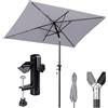Sekey 200 × 125 cm Ombrellone parasole rettangolare con supporto per ombrellone per balcone, terrazza e giardino, antivento, ribaltabile UPF 50+