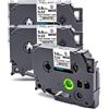 Anjonova 3 X compatibile con Brother P-Touch Tubo termoretraibile Hse-211 Hse211 5,8 mm nero su bianco nastro per etichette PT-E300 PE-E500 PT-H500 PT-P750W PT-P900 PT-D200 PT-1000 PT-1010 PT-P300BT