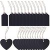 RoadLoo Mini Lavagna Segni,RoadLoo 24 Pezzi Legno Regalo Prezzo Tag Mini Appeso Lavagna Handmade Etichette Legno Rettangolari Etichette Lavagna Cancellabile Piccola Ideale per DIY Kids Crafts Decorative