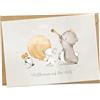 Koko Lora Biglietto di auguri per la nascita con busta Benvenuto nel mondo - Moderno biglietto di auguri con simpatici animali acquerellabili per ragazze e ragazzi & carta kraft - regalo per la nascita del