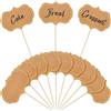 SGERUFZ 50 Pezzi Lavagnette su Stuzzicadenti, Targhette per Scrivere, Accessori Buffet, Etichette per Party, Decorazioni Cupcake, Sandwich (Piccole) (Marrone Kraft) (A)