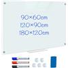 maxtek Lavagna Cancellabile in Vetro Temperato, 90 x 60 cm Lavagna Magnetica da Parete, Senza Cornice Scrivibile Whiteboard, Bacheca Facile da Montare per Ufficio, Scuola, Casa