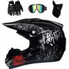 FASXZVM Unisex Integrale Casco da Motocross, con Occhiali Guanti Maschera, Gioventù Capretto Enduro Fuori Strada Moto Casco, MTB ATV BMX Discesa Quad Bicicletta Sporca Schianto Casco, D.O.T Certificato ( Colo
