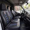 GIOVANNI BUTTI Coprisedili Auto Universali 2+1 per Renault Master (2011-2025), Opel Movano (2022-2024) - Coprisedili Anteriori per Auto in Lino, Nero Blu Coprisedili Auto Doppio