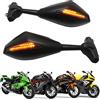 MISS MOLY Specchietto Retrovisore per Moto con Indicatore di Direzione a LED Indicatore di Freccia Per CBR GSXR YZF(Nero Opaco + Lente Fumo)