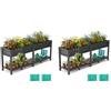 AeasyG Orto Alto 183x44x73cm, Fioriera Esterna Elevata con Ripiano, Resistente alle Intemperie, 6 Ganci e 2 Fodere Non Tessute