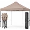 BRICOZONE Gazebo Professionale 3x3 Metri Pieghevole Impermeabile Struttura In Acciaio Rinforzata Telo Oxford 1200D PVC Protezione UV Sacche Zavorra Picchetti Corde E Borsa Custodia Giardino (Tortora)