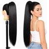 Ser Mulher Coda Capelli Extension Lisci con Laccio, 100% Effetto Naturale, 70 cm - Coda di Cavallo Liscia in Termofibra, Resistente al Calore, Applicazione Rapida in Pochi Minuti, KATE (Black)