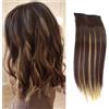 HSAJS Extension Capelli Filo Invisibile per Donne Ragazze Capelli Lisci Veri Clip Naturale Finta Sintetici Clip Posticci Capelli Extension 20cm