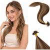 Rich Choices Extension Capelli Veri Cheratina Invisibili e Naturali U Tip Pre Bonded Extension Cheratina Capelli Veri 25 Ciocche 40cm 25g #4/27 Marrone Cioccolato Misto Biondo Miele