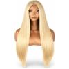 Ser Mulher Parrucca Donna Front Lace 60 cm, Capelli Lunghi Lisci Naturali - Termofibra Resistente al Calore 180° - Effetto Reale, Morbida e Modellabile - Ideale per Uso Quotidiano, (Biondo Vaniglia), ANNABELLE