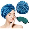 Flintronic 1 Pezzi Donna Berretto Da Notte Raso, Cuffia Seta Capelli Ricci, Dormire in Raso Morbido e Confortevole, con Maschera per Gli Occhi