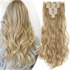 S-noilite Set 8pcs Clip in Hair Extensions Extension Clip Capelli Veri Testa Piena 18Clips Parrucchino 43cm Riccio Biondo cenere