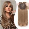 S-noilite Hair Topper Capelli Clip Extension 15 * 15cm Toppers Sintetici per Capelli Sottili Hair Toupet Donna Frontale Extension Lisci Posticci Fringe Toupee,45cm Biondo miele misto