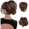 SEGO Chignon Capelli con Pinza Coda Cavallo Capelli Extension Posticci per Capelli Extension Coda Sintetica Ondulato Finti Posticci Messy Hair Bun con Filo di Metallo flessibile Marrone Medio