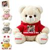 FAHOXUMR Orso Peluche Personalizzato Con Foto E Testo Per Coppie, Orso Bianco Morbido Da 20 cm Con Abbigliamento Per San Valentino Natale Anniversario E Laurea