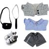 niannyyhouse Set di vestiti per bambole di peluche, 20 cm, 6 pezzi, accessori per vestire con giacca, camicia, pantaloni, scarpe, borsa, cravatta, per giocattoli morbidi di peluche da 20 cm (grigio)