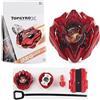 MIFKLMV Spinning Deluxe Set, Spinning Tops Deluxe Set, con String Launcher & Right-Spin Top, High-Speed Action & Epic Battles, Kreisel und Starter Battle Pack (Rosso)