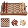 Zoutpy Set di scacchi - Set di scacchi da viaggio magnetico in legno pieghevole portatile, gioco internazionale di scacchi e donne, 2 in 1, per bambini, adulti (39 x 39 cm) (colore noce)