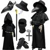 Haozozo Costume Halloween Bambino Medico Della Peste,Vestito Halloween Bambino Con Bastone Classico,Cintura,Collana Con Croce, Maschera In Pelle E Berretto - Costumi Halloween Bambini (130 cm)