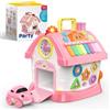 Naxudcoo Giochi Montessori 1 Anno: 6 in 1 Giocattoli Bambini Multi-Attività con Musica/Orologio/Luci/Telefono/Auto, Gioco Bambino Educativo per 18 Mesi, Regalo Compleanno per Bambina 1 2 3 Anni (Rosa)