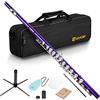 Vangoa Nickel Foro Chiuso 16 Tasti di C Studente Principiante Flauto per bambini Set di Strumenti Musicali con Custodia per il Trasporto Guanti per Supporto Asta di Pulizia e Panno,Viola