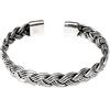 Treasure Bay Bracciale rigido in argento Sterling 925, design a polsino aperto, dettagli intrecciati, 18 cm, Argento sterling, senza pietra