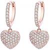 pengjin Orecchini da donna a forma di cuore, gioielli a forma di anello in metallo anallergico, con zirconi, regalo in rame per San Valentino e festa della mamma, colore: Oro rosa, cod.