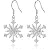 LYTOPTOP Orecchini pendenti in argento a forma di fiocco di neve, per donne e ragazze, placcati in oro bianco, con zirconia cubica, orecchini natalizi, regali per Natale, feste invernali, vacanze