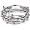 Gleamart, bracciale multistrato in pelle con perline, per donne e ragazze e Lega, colore: Argento, cod. GMeu-crbracelet-cr2017-sl