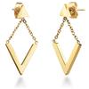 555Jewelry Orecchini da donna in acciaio inox a forma di V a forma di triangolo, Misura unica, Acciaio inossidabile, Nessuna pietra preziosa