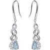 Qings Pietra Portafortuna Infinito - Orecchini Marcia Blu Acquamarina Oceano Pendenti Donna Argento 925 CZ Scintillanti Twist Stroili Regalo di Gioielli per Ragazze Donne