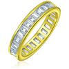 Bling Jewelry Anello Eternity con Zirconi Cubici AAA a Canale, Taglio Smeraldo Rettangolare Baguette CZ, Anello di Anniversario e Matrimonio per Donna, Placcato in Oro Giallo 14K, Argento Sterling .925, Anelli