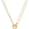 Kritz Collana Donna Anelli Intrecciati Placcata Oro - Pendente Doppi Cerchi Simbolo Amore e Amicizia con Catena Regolabile - Gioiello Acciaio Inox Regalo Ragazze (Signature)