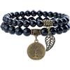 Farfume Bracciali Chakra per le donne - Cristalli Bracciale Donne Pietre Naturali Yoga Reiki- Un set di bracciali doppi (Onyx(Concentrazione) Medio)
