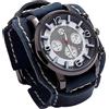 OEUVREBY Punk Retro Orologio Bracciale Pelle Moda Largo Cinturino in Pelle Vintage Nero, Blu, 29x5.8 cm, come descrizione