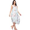 Bonateks Vestito da Donna 100% Lino Made in Italy, Abito Fluido Corto con Piega Frontale e Senza Maniche, Bianco, Taglia: M, Bianco, M