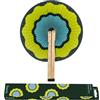 Fisura - Ventaglio pieghevole verde con onde, ventaglio originale in carta, pai pai verde e blu, accessorio per matrimonio, dettaglio per invitati, idea regalo per festa o cerimonia