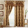 Elegant Comfort Set di 2 tende effetto jacquard con mantovana a cascata attaccata, 137 x 213 cm, oro/tortora