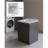 Arredamenti Delmar Delmar Mobile Lavatoio Legno Nobilitato Grigio, 45x50 45x60 50x50 60x45 60x50 60x60 75x60 80x50, H85 cm, Con Lavabo Pilozzo Resina, Made in Italy, Già Montato x Bagno Lavanderia (L. 45 x P. 50 cm)