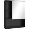 kleankin Armadietto Bagno a Specchio con Ripiani Regolabile, Specchio Bagno Contenitore con Porta Salvaspazio, Montaggio a Parete, 60x15x76 cm, Nero
