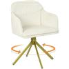 ZZINOKE Set di 1 Sedie da Pranzo Girevoli a 360°, Poltrone in Velluto, Sedie da Cucina con Schienale, Gambe in Metallo, per Sala da Pranzo, Soggiorno, Camera da Letto, Ufficio, Beige