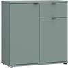 Forte Casa Vital Cassettiera Ganymede 222, 80 x 34 x 82 cm, mobili per soggiorno e camera da letto, 1 armadio interno con ripiano, 1 cassetto, ante a battente, piedini in plastica nera (verde salvia)