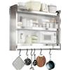 Generic Armadietto portaoggetti da parete in acciaio inox con porta scorrevole in acrilico, mensola sospesa per cucina, bagno e garage