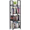 Huhote Libreria a 4 ripiani, scaffale autoportante, scaffalatura per ufficio, scaffalatura, robusta struttura in metallo, per soggiorno, camera da letto, ufficio, studio, stile industriale, colore nero