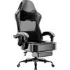 HOTOSYCH Sedia Gaming Ergonomica con Molle e Poggiapiedi in Pelle PU (Grigio)
